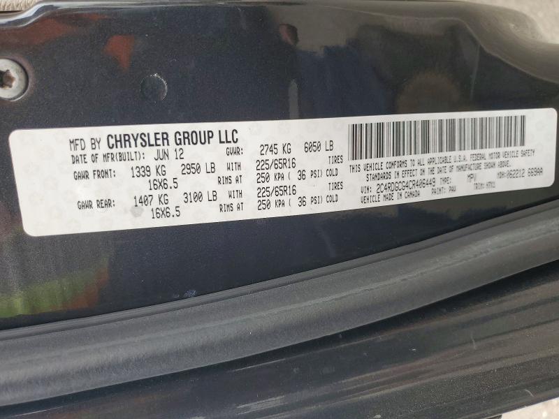 Продаж на аукціоні авто 2012 Dodge Grand Caravan, vin: 2C4RDGCG4CR406449, номер лоту: 61732146