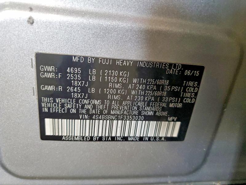 Auction sale of the 2015 Subaru Outback, vin: 4S4BSBNC1F3353030, lot number: 59894756