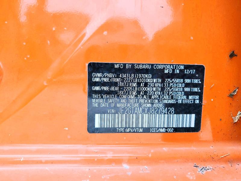 Aukcja sprzedaży 2018 Subaru Crosstrek, vin: JF2GTAMCXJ8279428, numer aukcji: 61944676