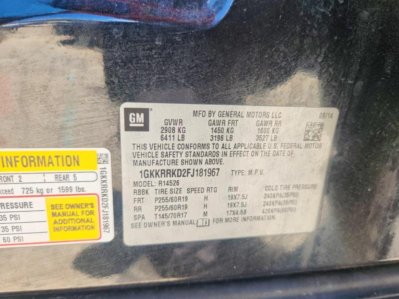 61042686 :رقم المزاد ، 1GKKRRKD2FJ181967 vin ، 2015 Gmc Acadia مزاد بيع