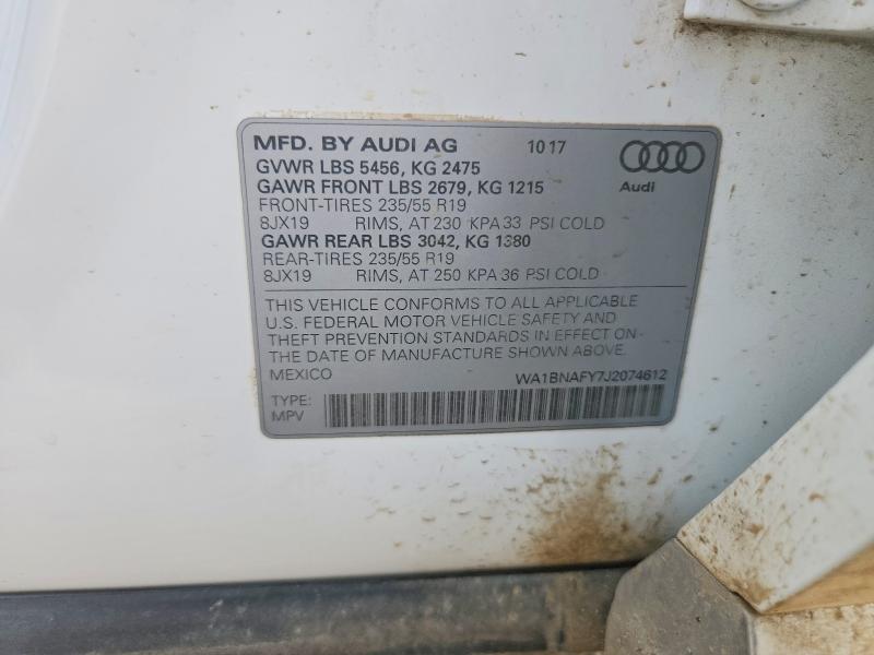 2018 Audi Q5 მანქანა იყიდება აუქციონზე, vin: WA1BNAFY7J2074612, აუქციონის ნომერი: 60672916