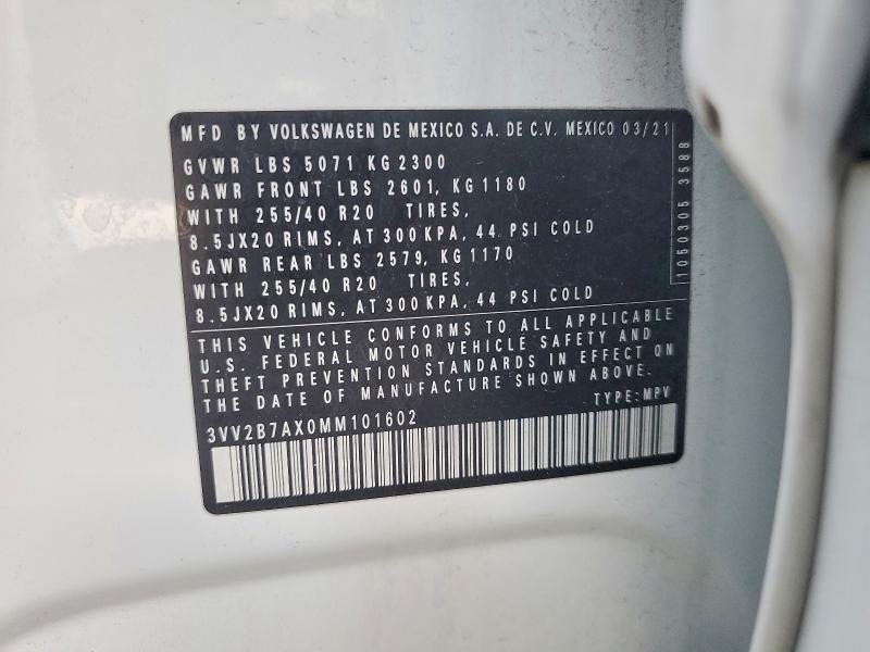 Продажа на аукционе авто 2021 Volkswagen Tiguan, vin: 3VV2B7AX0MM101602, номер лота: 60443856
