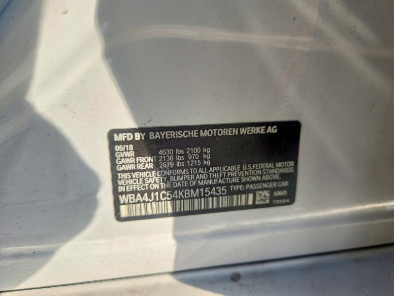 Aukcja sprzedaży 2019 Bmw 430i, vin: WBA4J1C54KBM15435, numer aukcji: 60825066