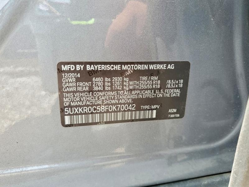 60567396 :رقم المزاد ، 5UXKR0C58F0K70042 vin ، 2015 Bmw X5 مزاد بيع
