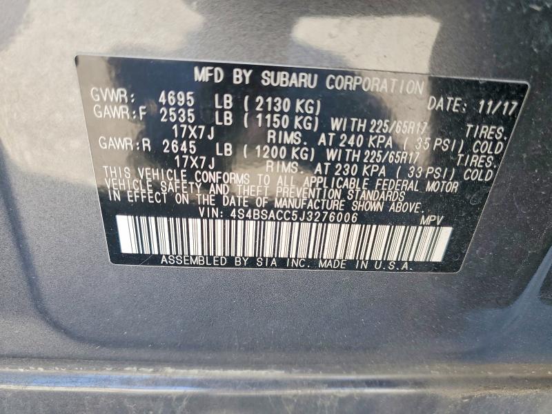 Продаж на аукціоні авто 2018 Subaru Outback, vin: 4S4BSACC5J3276006, номер лоту: 61057296
