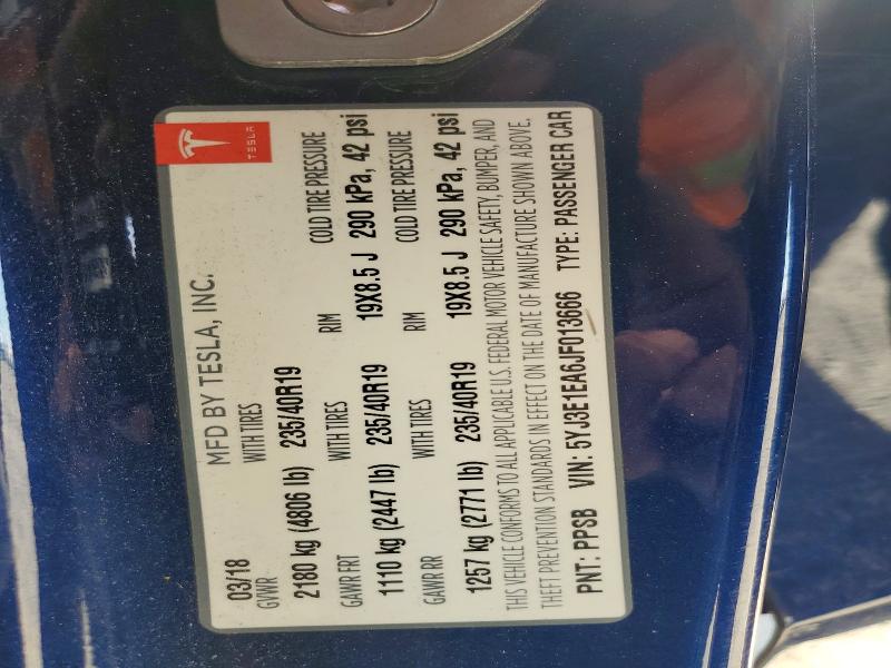 Aukcja sprzedaży 2018 Tesla Model 3, vin: 5YJ3E1EA6JF013666, numer aukcji: 60960846