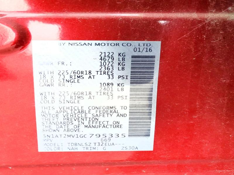 Aukcja sprzedaży 2016 Nissan Rogue, vin: 5N1AT2MV1GC795335, numer aukcji: 62322356