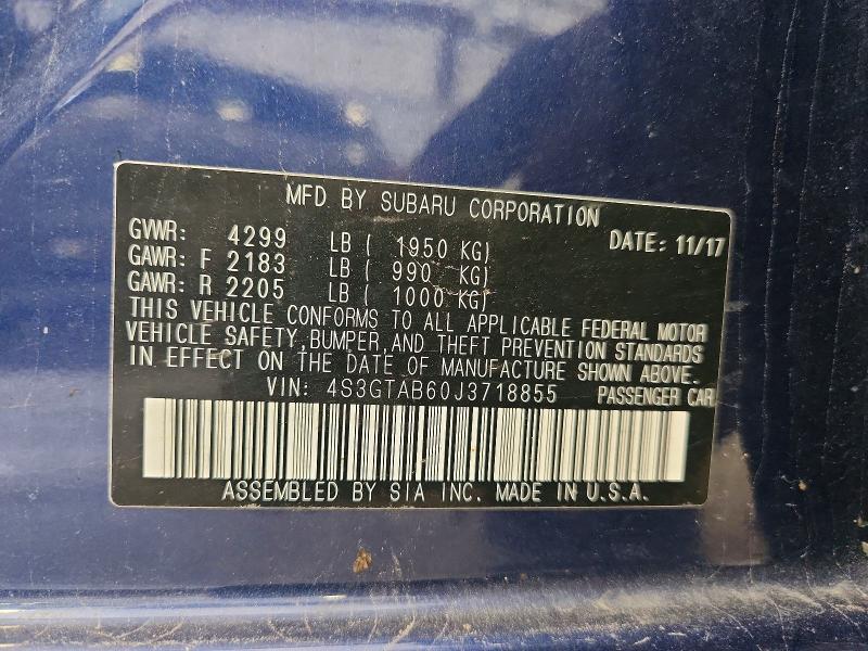 Aukcja sprzedaży 2018 Subaru Impreza, vin: 4S3GTAB60J3718855, numer aukcji: 57682646