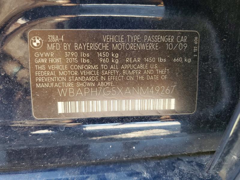 Aukcja sprzedaży 2010 Bmw 328, vin: WBAPH7G5XANM49267, numer aukcji: 59722306