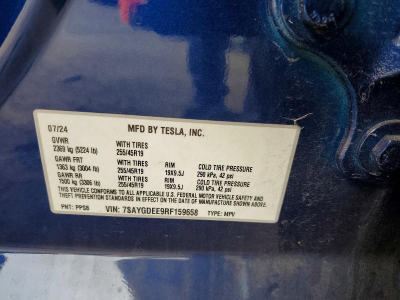 61572996 :رقم المزاد ، 7SAYGDEE9RF159658 vin ، 2024 Tesla Model Y مزاد بيع