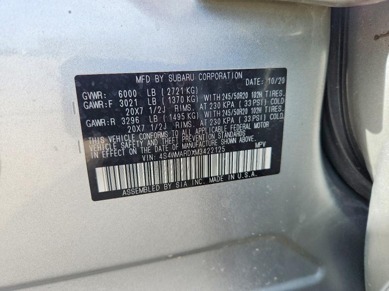 Aukcja sprzedaży 2021 Subaru Ascent, vin: 4S4WMARDXM3422125, numer aukcji: 62012766