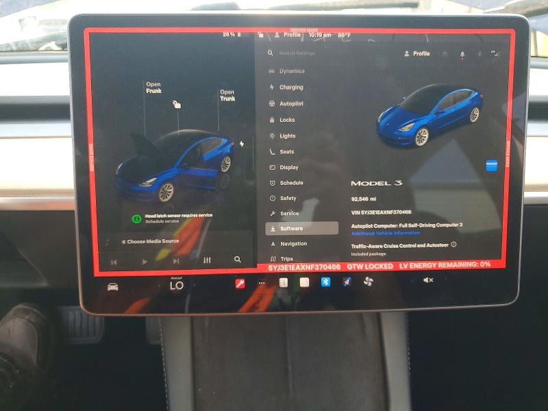 Aukcja sprzedaży 2022 Tesla Model 3, vin: 5YJ3E1EAXNF370466, numer aukcji: 63225156