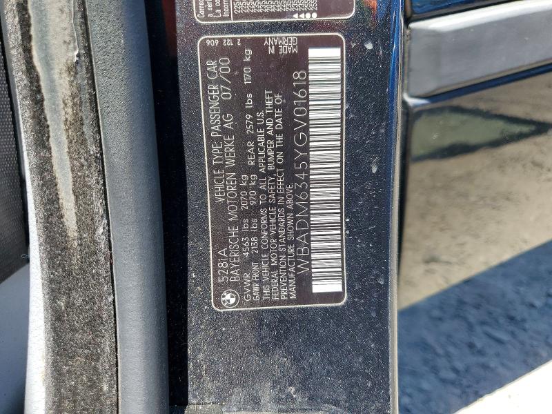 2000 Bmw 528 მანქანა იყიდება აუქციონზე, vin: WBADM6345YGV01618, აუქციონის ნომერი: 61353976