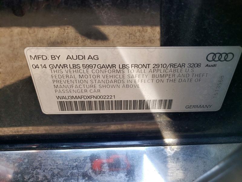 62750796 :رقم المزاد ، WAU3MAFDXFN002221 vin ، 2015 Audi A8 مزاد بيع