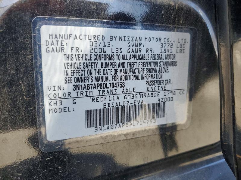 63194596 :رقم المزاد ، 3N1AB7AP8DL704753 vin ، 2013 Nissan Sentra مزاد بيع
