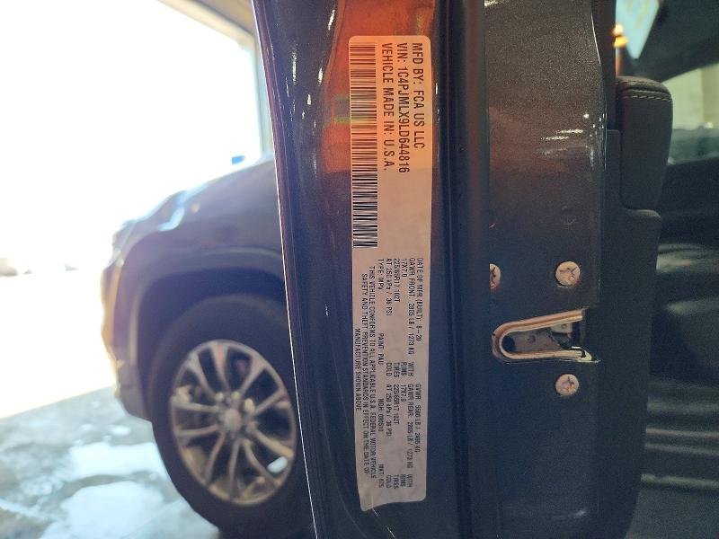 2020 Jeep Cherokee მანქანა იყიდება აუქციონზე, vin: 1C4PJMLX9LD644816, აუქციონის ნომერი: 62321116