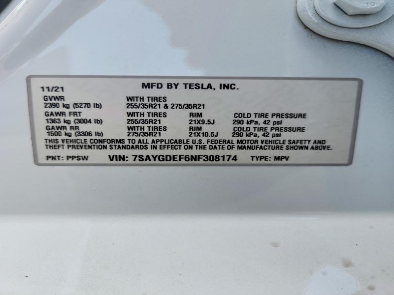 Aukcja sprzedaży 2022 Tesla Model Y, vin: 7SAYGDEF6NF308174, numer aukcji: 62056506