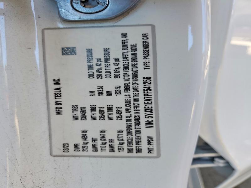 60125176 :رقم المزاد ، 5YJ3E1EA7PF541256 vin ، 2023 Tesla Model 3 مزاد بيع