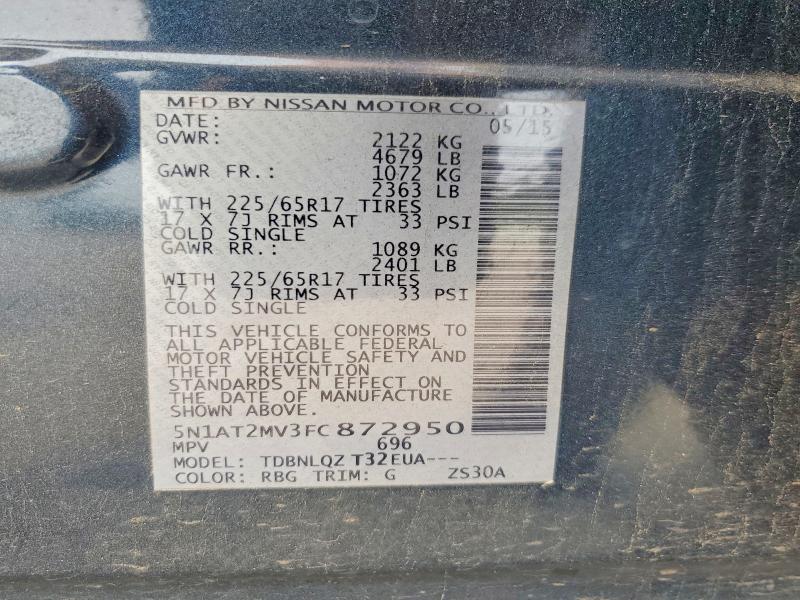 Продаж на аукціоні авто 2015 Nissan Rogue, vin: 5N1AT2MV3FC872950, номер лоту: 62413176