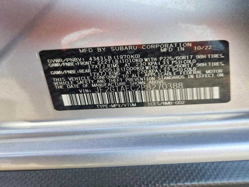Продажа на аукционе авто 2023 Subaru Crosstrek, vin: JF2GTAEC2P8270388, номер лота: 61316786