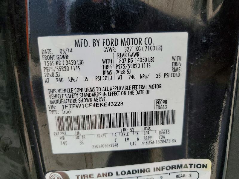 Aukcja sprzedaży 2014 Ford F150, vin: 1FTFW1CF4EKE43228, numer aukcji: 61185476
