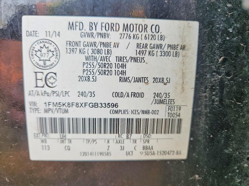 Aukcja sprzedaży 2015 Ford Explorer, vin: 1FM5K8F8XFGB33596, numer aukcji: 61879766