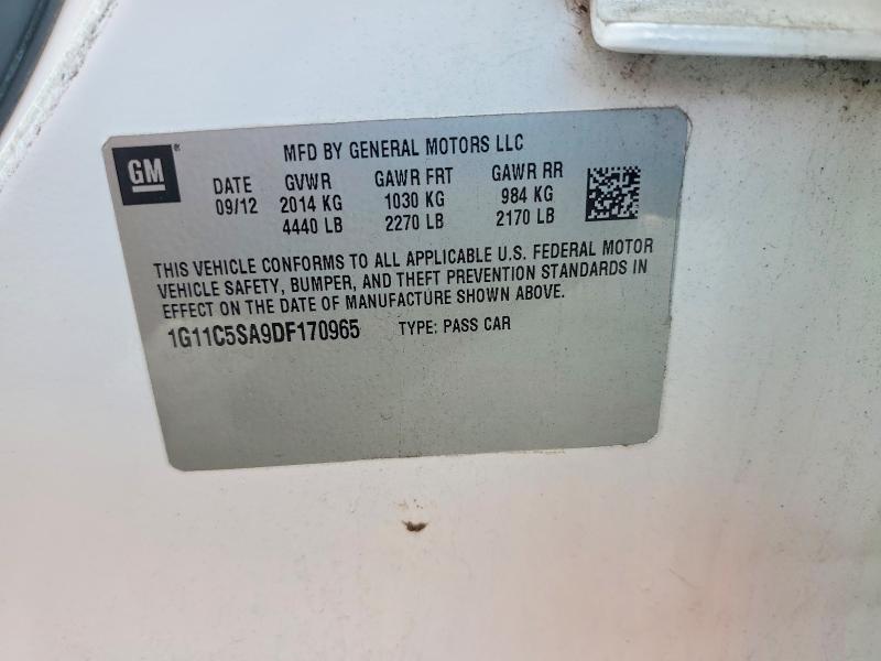 2013 Chevrolet Malibu მანქანა იყიდება აუქციონზე, vin: 1G11C5SA9DF170965, აუქციონის ნომერი: 61043436