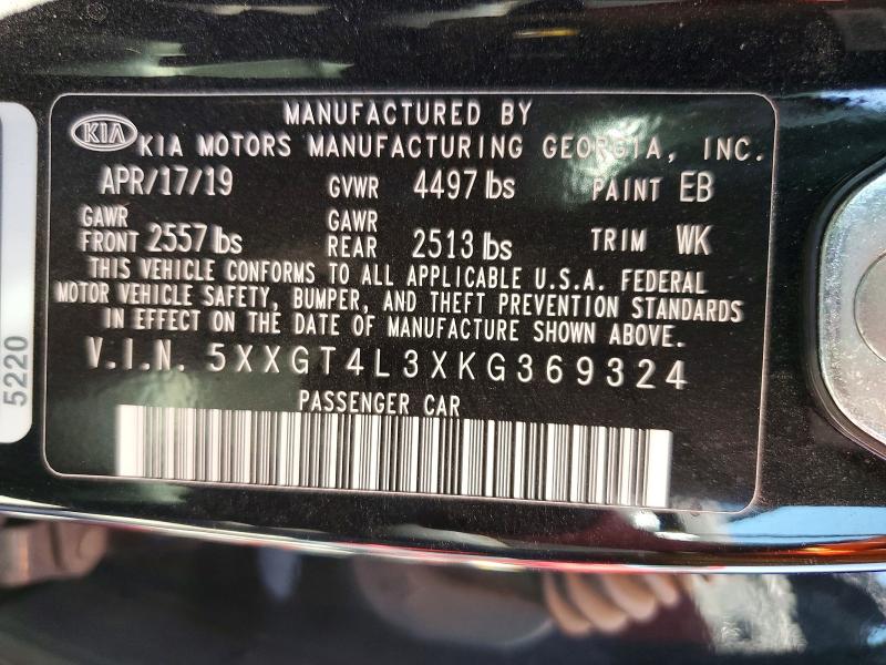 Aukcja sprzedaży 2019 Kia Optima, vin: 5XXGT4L3XKG369324, numer aukcji: 62707056