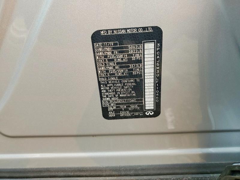 Aukcja sprzedaży 2020 Infiniti Qx50, vin: 3PCAJ5M30LF110460, numer aukcji: 61541146