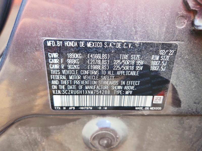 Продажа на аукционе авто 2022 Honda Hr-v, vin: 3CZRU6H1XNM754288, номер лота: 61313056