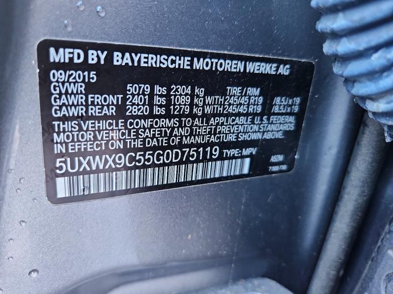 Aukcja sprzedaży 2016 Bmw X3, vin: 5UXWX9C55G0D75119, numer aukcji: 59883636