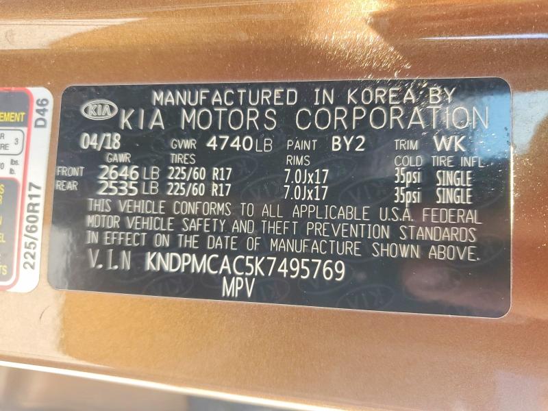Aukcja sprzedaży 2019 Kia Sportage, vin: KNDPMCAC5K7495769, numer aukcji: 60451386