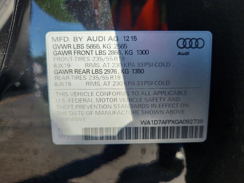 Aukcja sprzedaży 2016 Audi Q5, vin: WA1D7AFPXGA092739, numer aukcji: 61633366