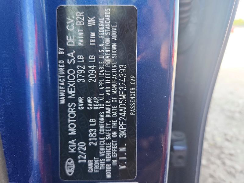 Продажа на аукционе авто 2021 Kia Forte, vin: 3KPF24AD5ME324393, номер лота: 95586685