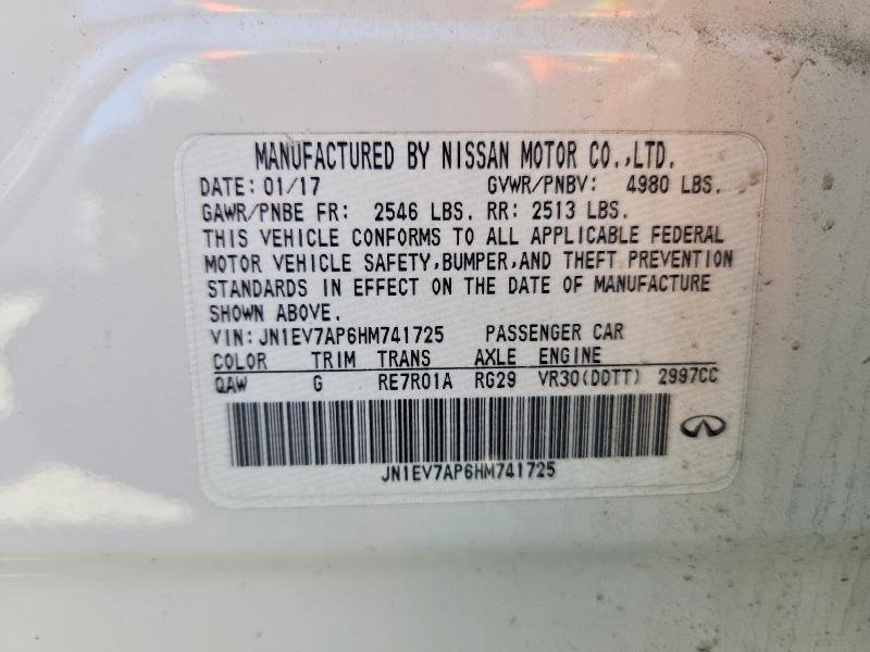 Продажа на аукционе авто 2017 Infiniti Q50, vin: JN1EV7AP6HM741725, номер лота: 58927246