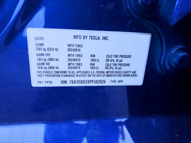 60059506 :رقم المزاد ، 7SAYGDEE0PF582626 vin ، 2023 Tesla Model Y مزاد بيع