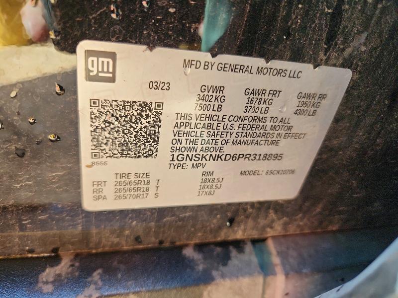 57754436 :رقم المزاد ، 1GNSKNKD6PR318895 vin ، 2023 Chevrolet Tahoe مزاد بيع