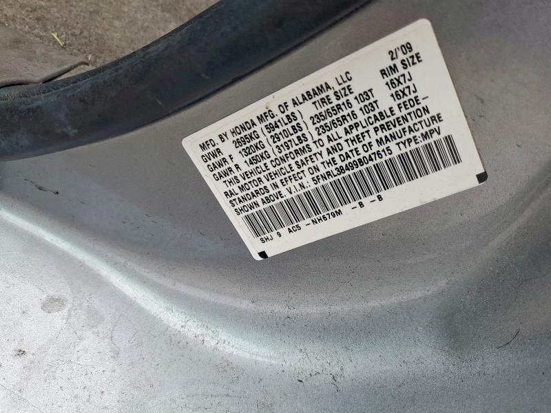 Продаж на аукціоні авто 2009 Honda Odyssey, vin: 5FNRL38499B047615, номер лоту: 59999946