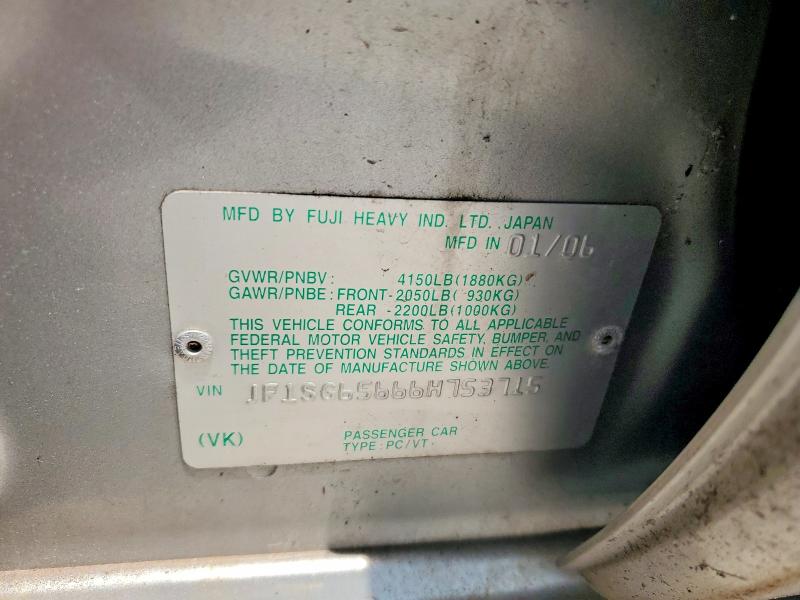61374596 :رقم المزاد ، JF1SG65666H753715 vin ، 2006 Subaru Forester مزاد بيع