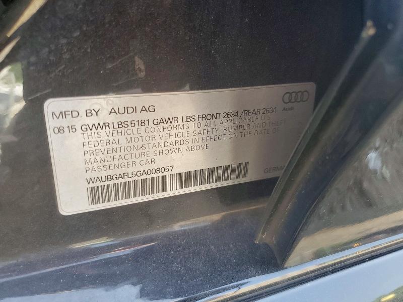 2016 Audi S4 მანქანა იყიდება აუქციონზე, vin: WAUBGAFL5GA008057, აუქციონის ნომერი: 59288006