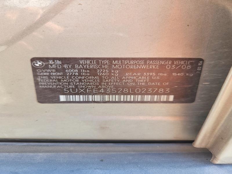 62840546 :رقم المزاد ، 5UXFE43528L023783 vin ، 2008 Bmw X5 مزاد بيع