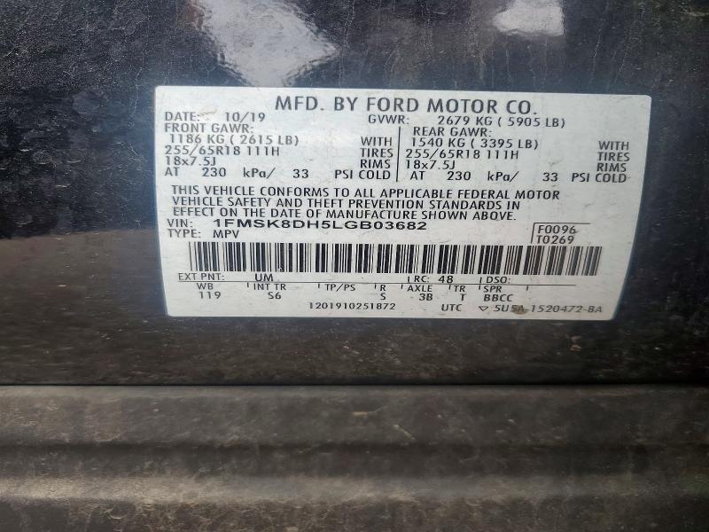 Aukcja sprzedaży 2020 Ford Explorer, vin: 1FMSK8DH5LGB03682, numer aukcji: 60468776