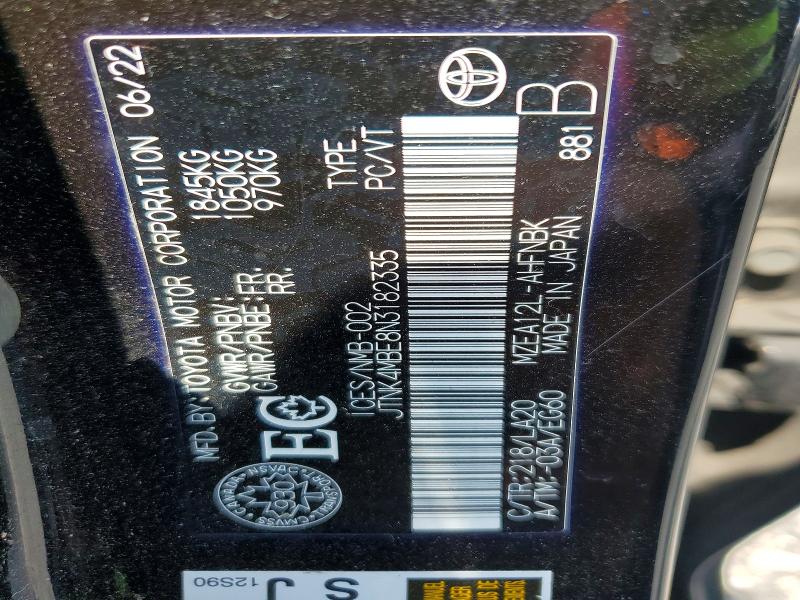 Aukcja sprzedaży 2022 Toyota Corlla L L, vin: JTNK4MBE8N3182335, numer aukcji: 60143536