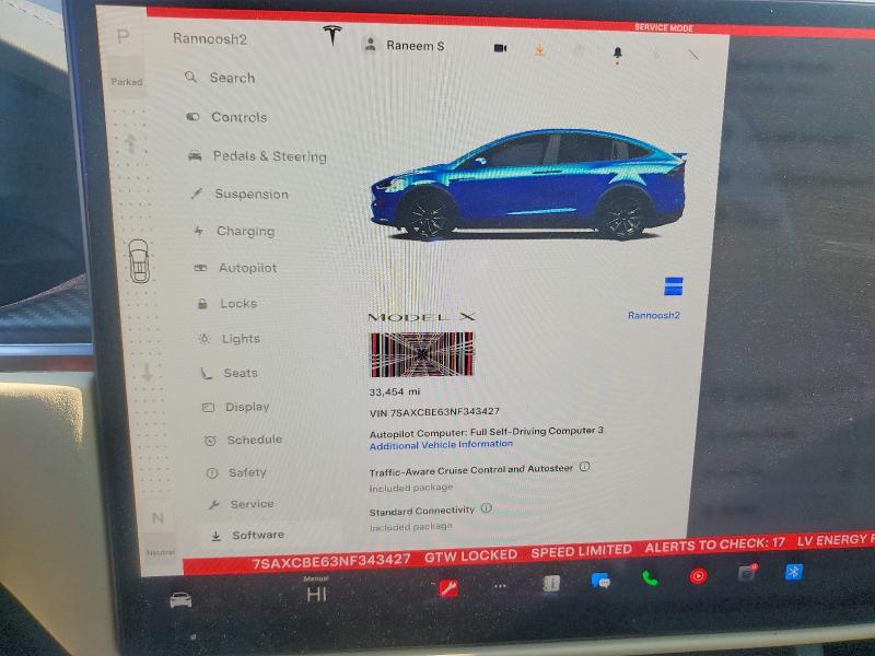 Продаж на аукціоні авто 2022 Tesla Model X, vin: 7SAXCBE63NF343427, номер лоту: 57735816
