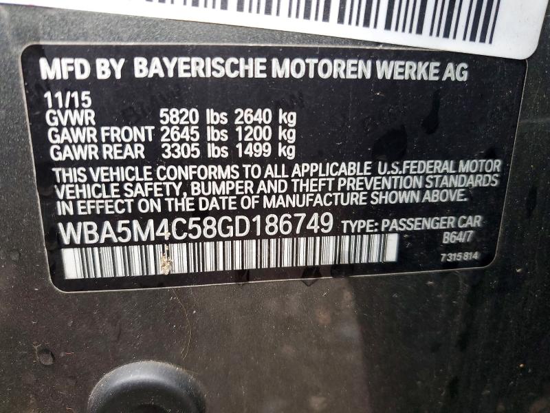 Продажа на аукционе авто 2016 Bmw 535, vin: WBA5M4C58GD186749, номер лота: 59268416