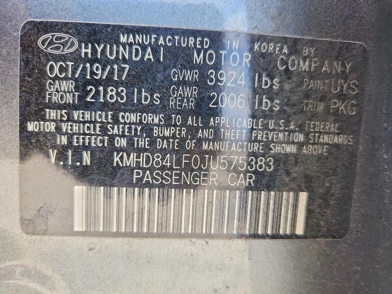Продажа на аукционе авто 2018 Hyundai Elantra, vin: KMHD84LF0JU575383, номер лота: 59591586