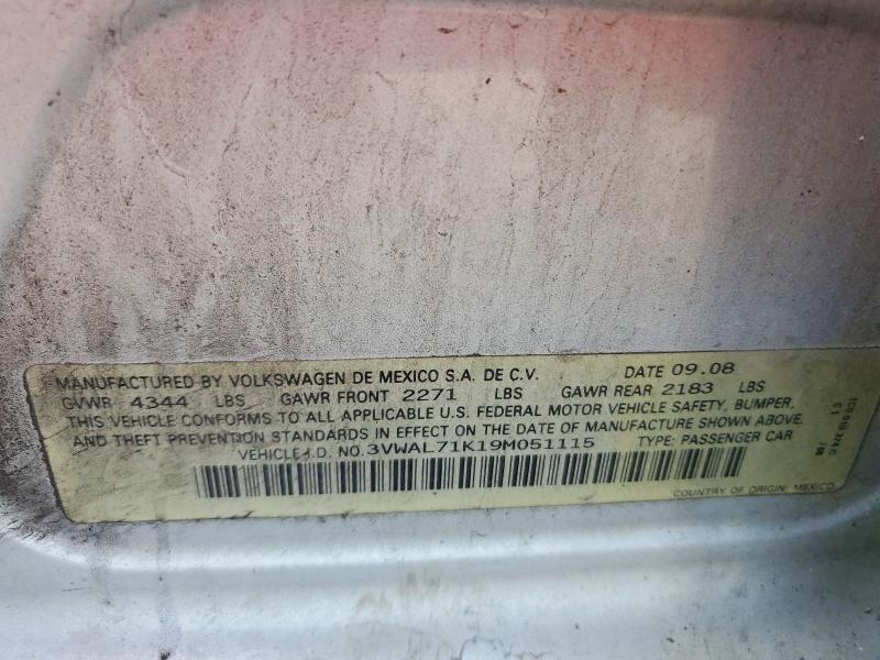 61560376 :رقم المزاد ، 3VWAL71K19M051115 vin ، 2009 Volkswagen Jetta مزاد بيع