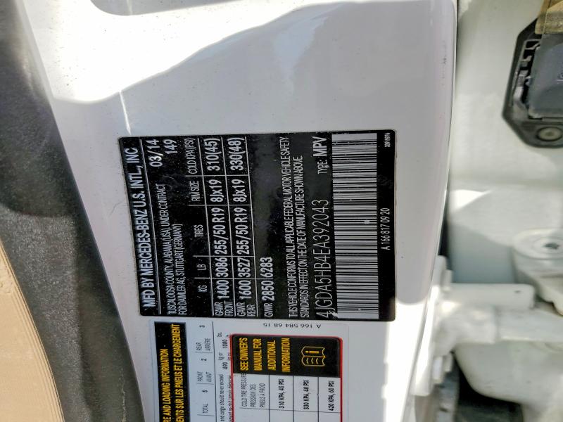 58395346 :رقم المزاد ، 4JGDA5HB4EA392043 vin ، 2014 Mercedes-benz Ml مزاد بيع