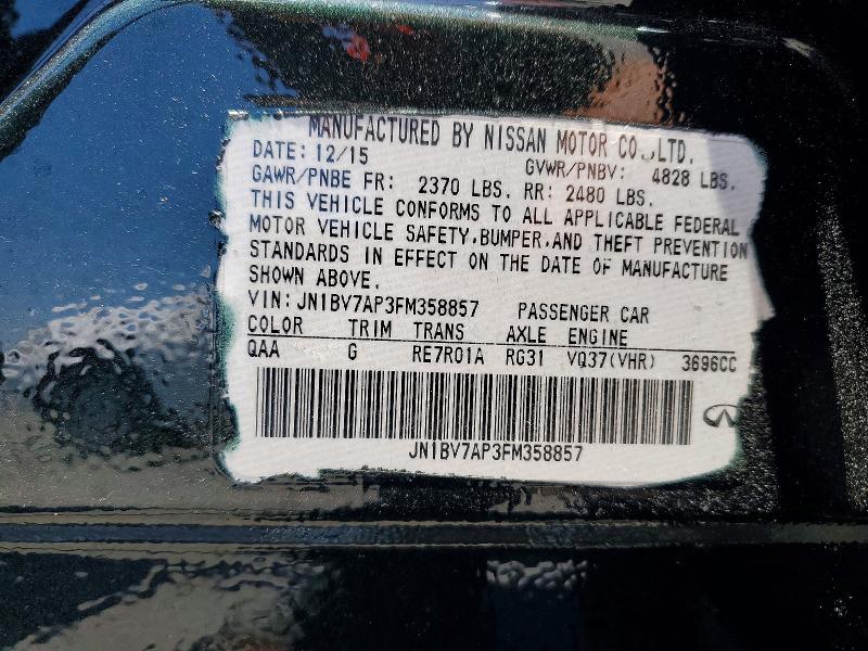Aukcja sprzedaży 2015 Infiniti Q50, vin: JN1BV7AP3FM358857, numer aukcji: 60714746