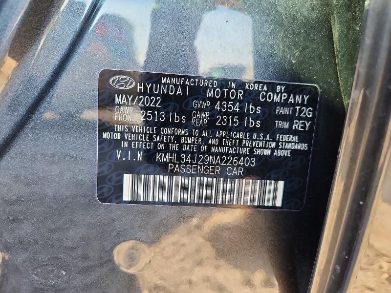 Продаж на аукціоні авто 2022 Hyundai Sonata, vin: KMHL34J29NA226403, номер лоту: 62056096